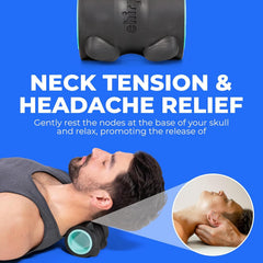 Persona usando Chirp Wheel XR en colchon, alivia tensión cervical eficazmente