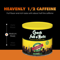 Chock Full o' Nuts primer plano del molido con textura equilibrada