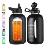 CIVAGO vista frontal de botella de vidrio con funda, diseño elegante y capacidad grande