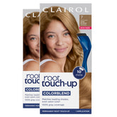 Clairol Root Touch Up embalaje frontal mostrando el tono y beneficio profesional