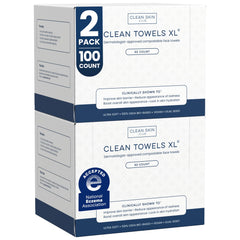Clean Skin Club empaque frontal muestra 2 paquetes y ventaja higiene
