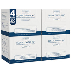 Clean Skin Club paquete frontal mostrando 4 packs con 200 toallas, conveniencia inmediata