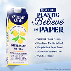 Cleancult refill paper pouch closeup texture highlighting recyclable, low-plastic material