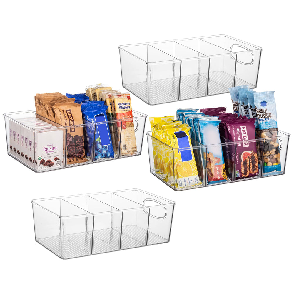 ClearSpace paquete frontal mostrando las cuatro cajas transparentes y orden
