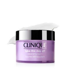 Clinique bote frontal Take The Day Off que muestra presentación y beneficio limpiador