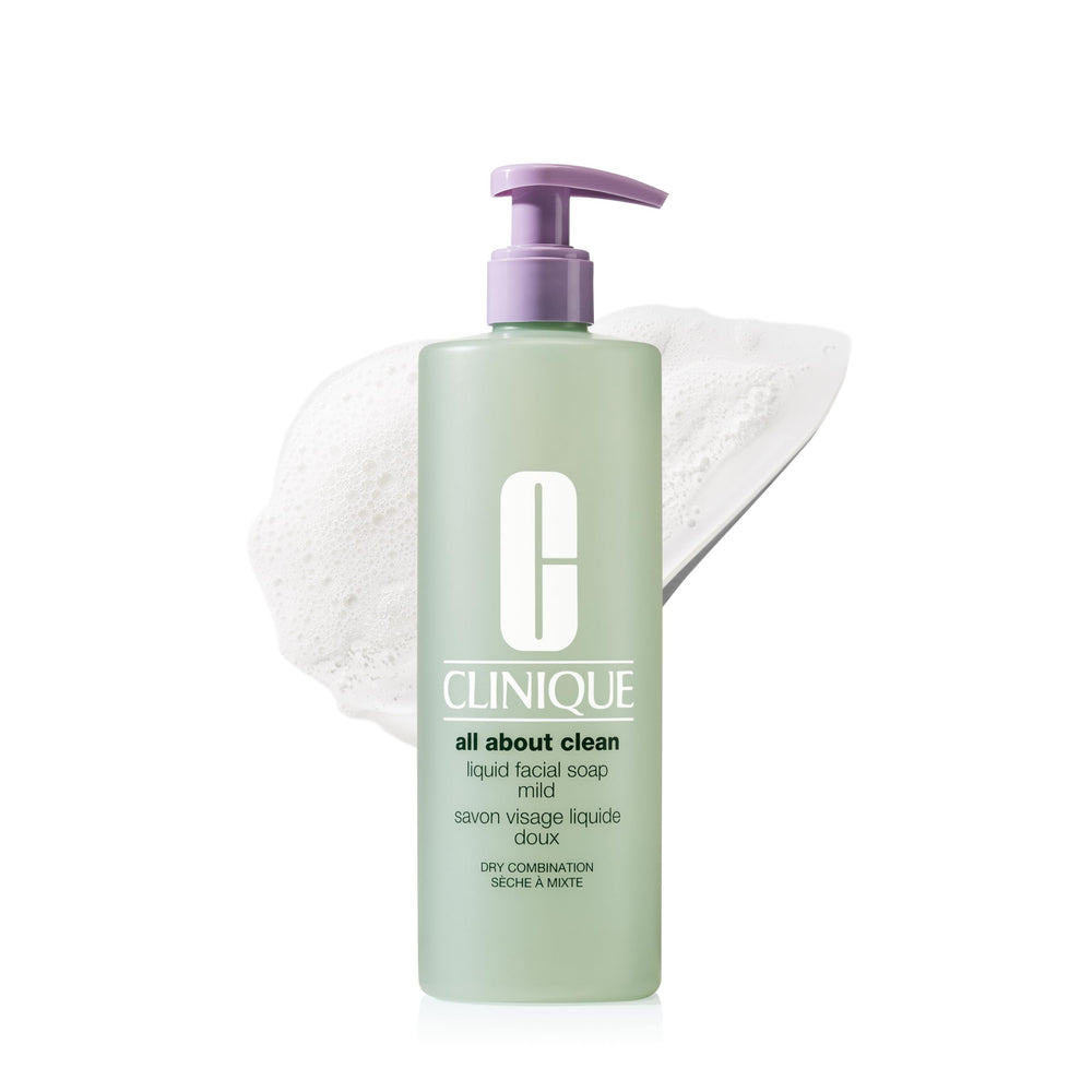 Clinique frasco frontal del limpiador All About Clean mostrando presentación clara