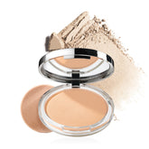 Clinique polvo compacto frontal muestra diseño práctico y control de brillo