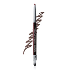 Clinique Quickliner frente del empaque mostrando tono Intense Chocolate y beneficio de durabilidad
