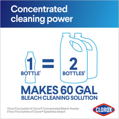 Clorox detalle del polvo y textura seca mostrando concentrado fácil de dosificar
