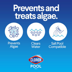 Clorox Pool&Spa detalle de la etiqueta con instrucciones claras para dosificación segura