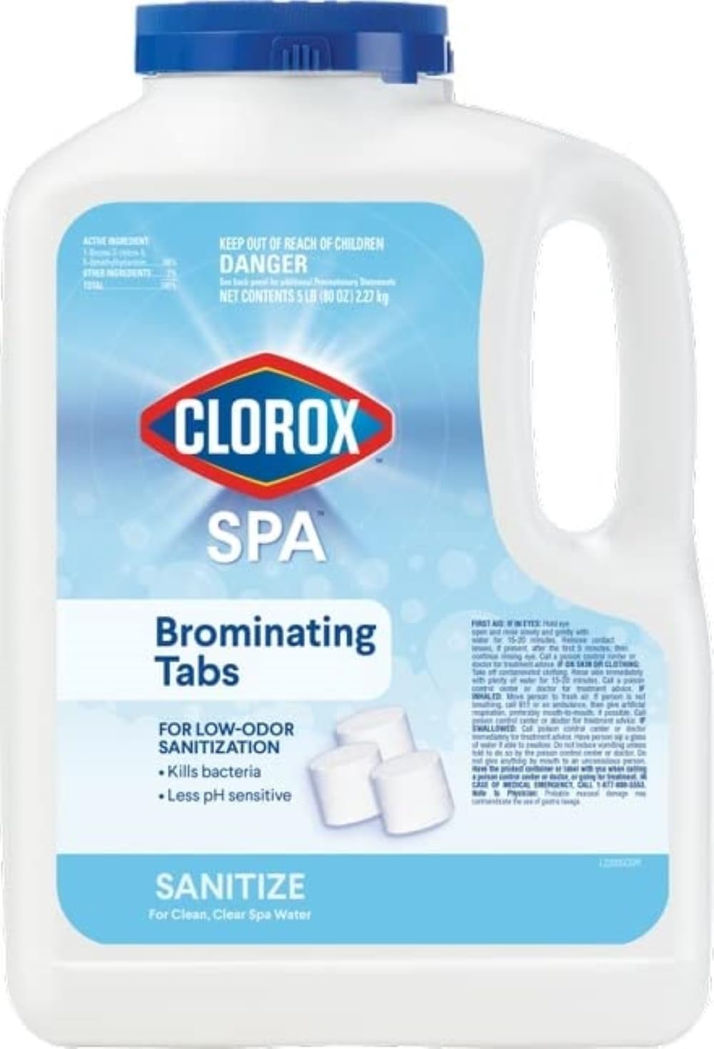 CLOROX Pool&Spa frente del envase mostrando presentación de 5 lb y conveniencia