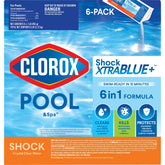 Clorox Pool&Spa paquete frontal mostrando seis sobres y ventaja rápida