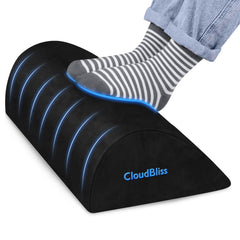 CloudBliss vista frontal del reposapiés negro que aporta soporte cómodo