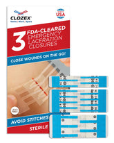 Clozex empaque frontal mostrando los tres cierres, listo para emergencias