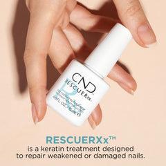 CND RescueRXx textura del producto en gota resaltando hidratación