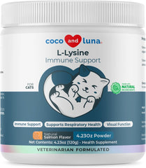 Coco and Luna front packaging showing supplement benefits and size