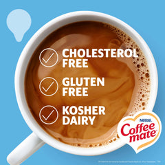 Coffee mate comparación de tarrina junto a taza para visualizar tamaño y porción controlada