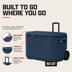 Coleman Chiller 60qt asa retráctil con empuñadura cómoda para transporte fácil