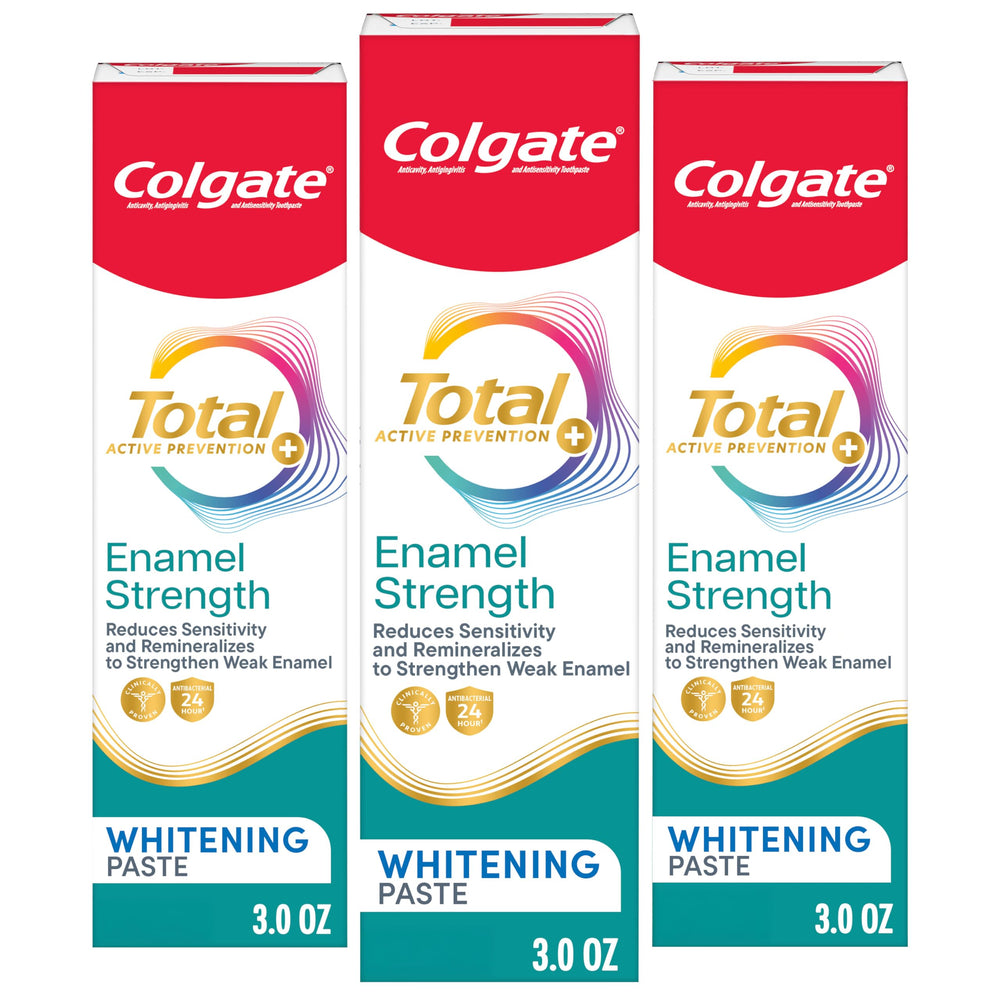Colgate frontal del empaque que muestra la presentación y beneficios