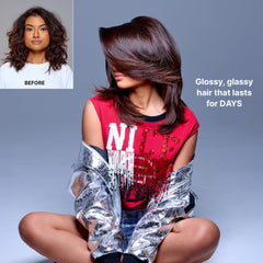 COLOR WOW comparación antes y después con menos frizz y brillo