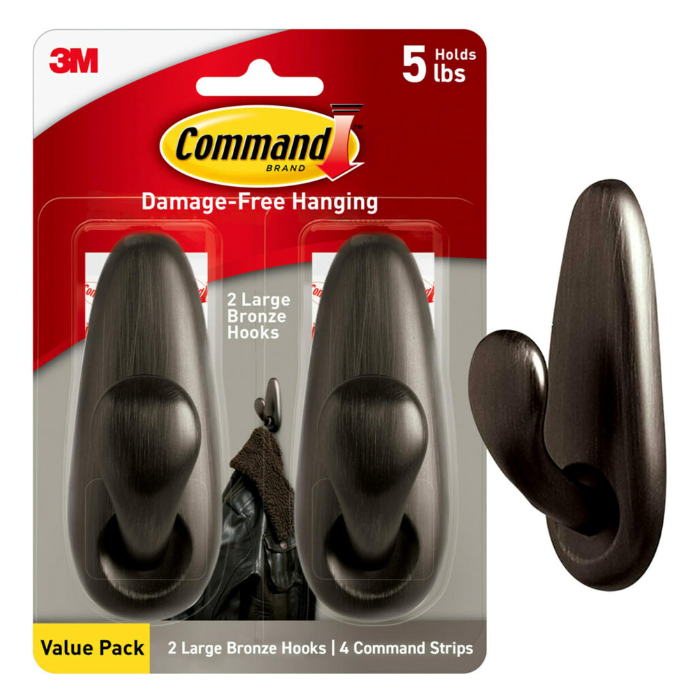 Command ganchos frente paquete, elegante acabado bronce aceitado y fijación segura