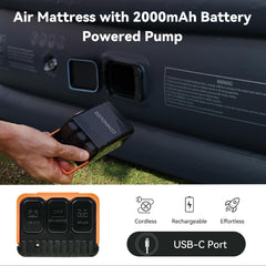 COMMOUDS bomba recargable 2000mAh mostrando controles para inflado rápido