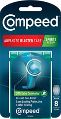 Compeed empaque frontal mostrando 8 parches y protección duradera