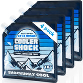 Cooler Shock empaque frontal mostrando cuatro bolsas y beneficio de frío duradero