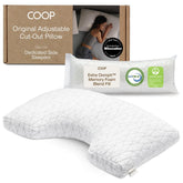 Coop Home Goods almohada frente mostrando forma y beneficio soporte
