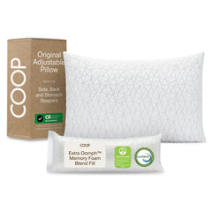 Coop Home Goods almohada queen frontal mostrando forma y loft para mejor descanso