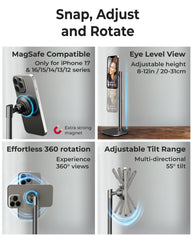 COOPER MagStand sosteniendo iPhone 17 en orientación vertical para videollamada