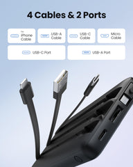 Coowisty detalle de los cuatro cables integrados que evita llevar cables adicionales