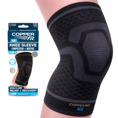 Copper Fit frente del empaque mostrando el manguito y beneficios visibles