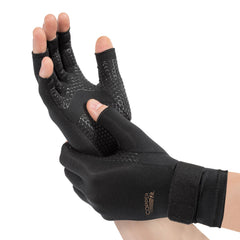 Copper Fit guantes frente negro apoyo y ajuste ceñido