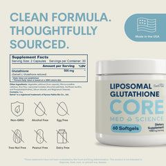 Core Med Science ilustración de liposomas representando mejor absorción