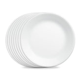 Corelle plato frontal Winter Frost mostrando blanco nítido y presentación de alimentos