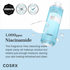 COSRX textura del agua micelar en gota, beneficios hidratación ligera