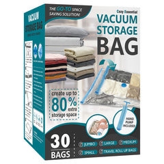 Cozy Essential frente del pack mostrando 30 bolsas para ahorro de espacio