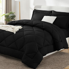 CozyLux edredón frontal negro mostrando diseño y calidez
