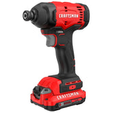 CRAFTSMAN vista frontal y trasera de atornillador mostrando su tamaño y agarre cómodo