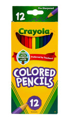 Crayola estuche frontal mostrando 12 colores variados y organización práctica