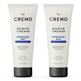 Cremo crema de afeitar frontal mostrando envase y beneficios refrescantes