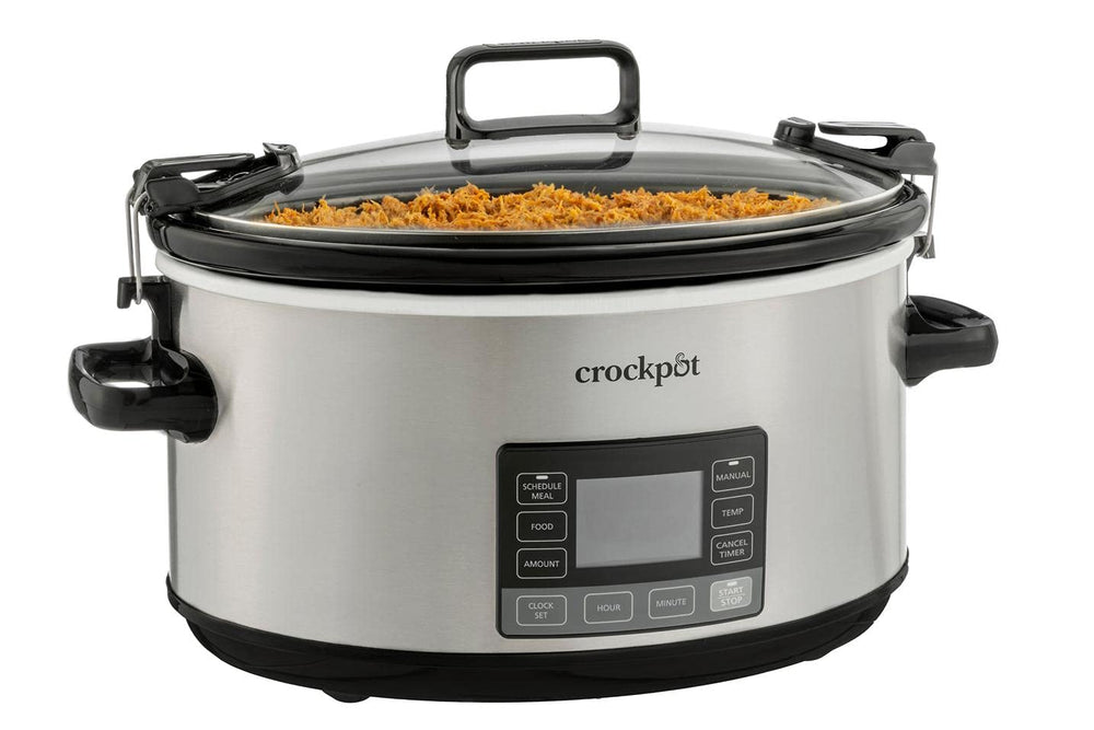 Crock-Pot vista frontal en acero inoxidable que aporta limpieza y resistencia