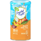 Crystal Light empaque frontal mostrando canisters y sobres, fácil almacenamiento