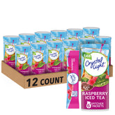 Crystal Light frente del envase con sobres y beneficio de conveniencia