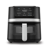 Cuisinart frente acero inoxidable mostrando diseño compacto y ahorro de espacio