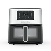 Cuisinart freidora de aire frontal en acero inoxidable mostrando diseño moderno y ahorro de aceite