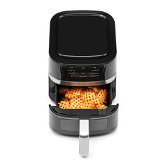 Cuisinart con ventana y cesta en uso mostrando control visual y cocción pareja