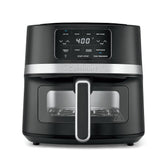 Cuisinart freidora de aire vista frontal con acabado inoxidable, apariencia profesional y ahorro de espacio