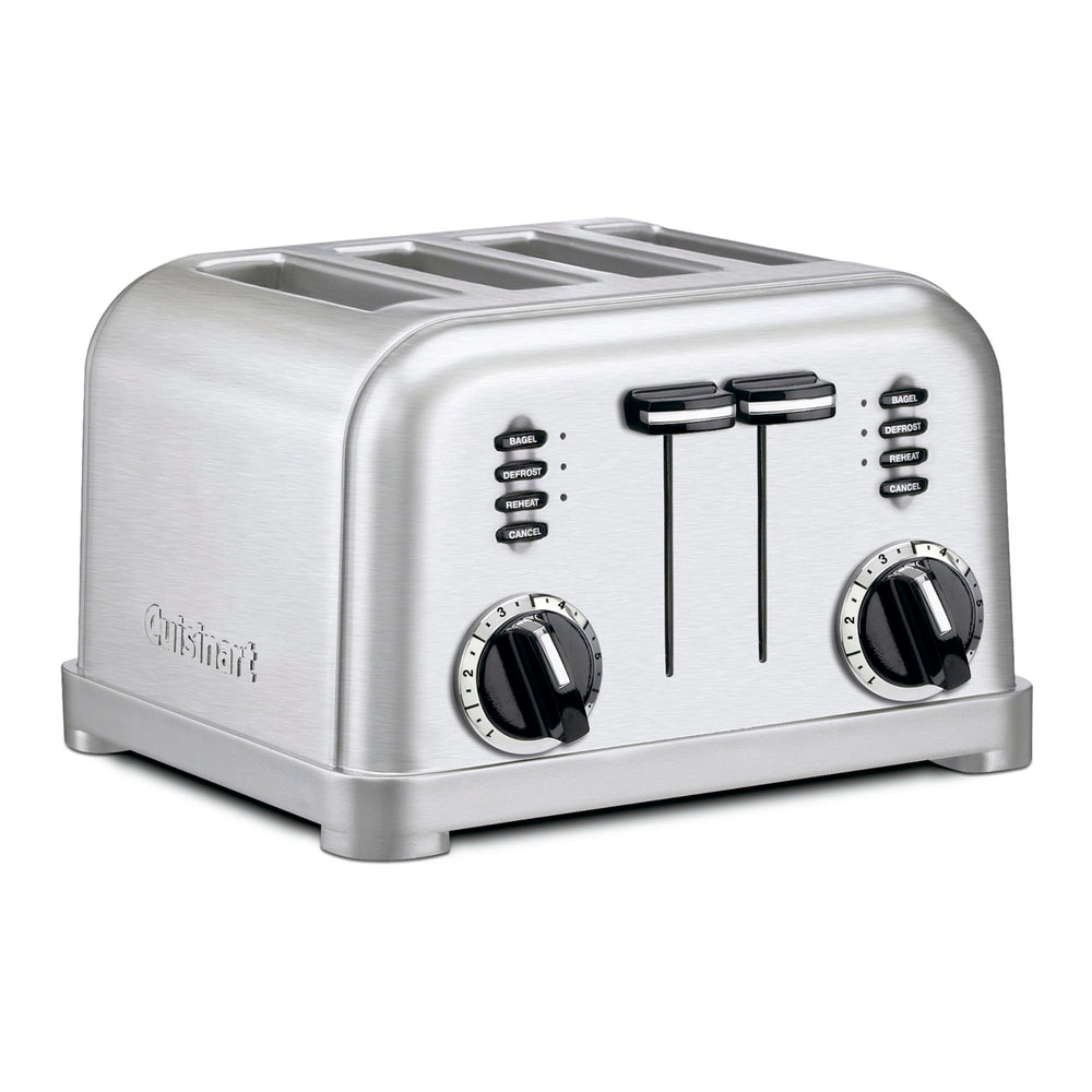 Cuisinart vista frontal de la tostadora en acero, elegante y duradera